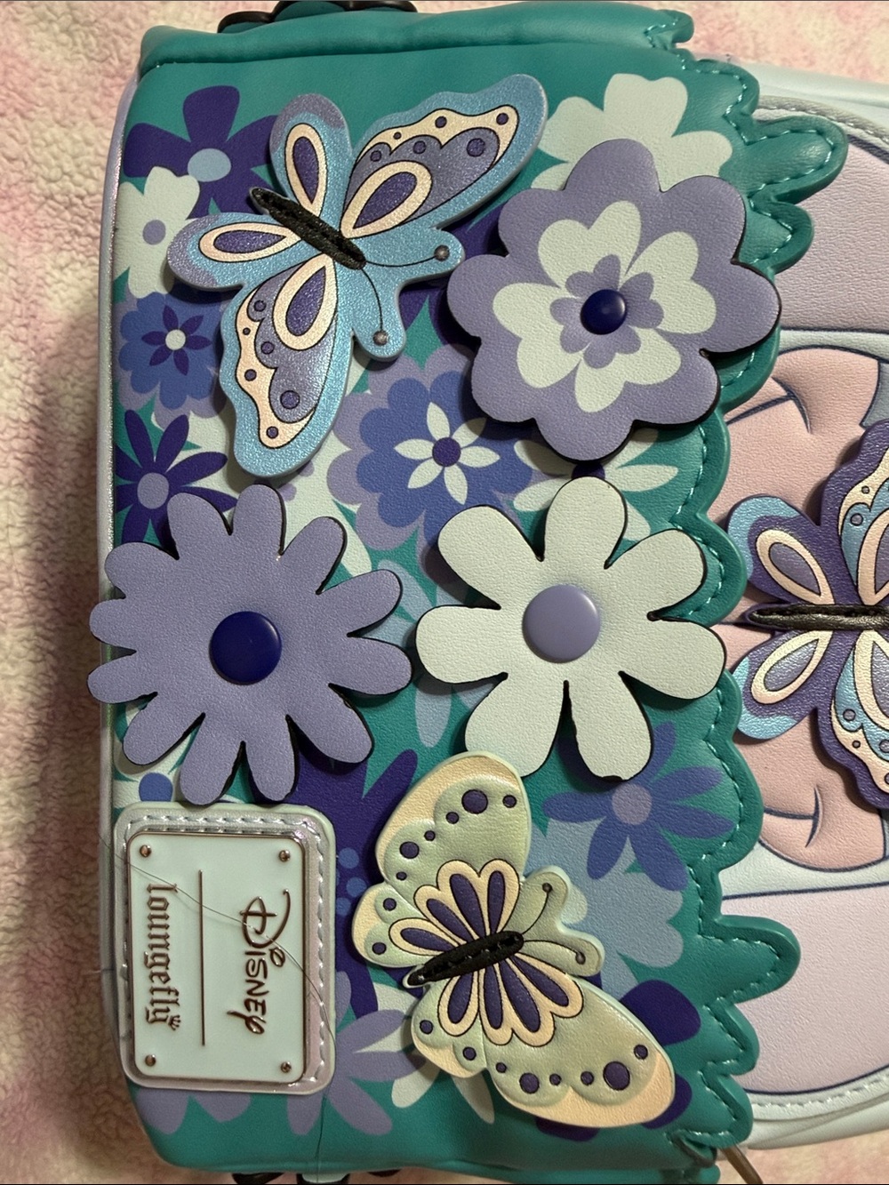 Loungefly Eeyore Floral Butterfly Mini Backpack - Teal & Lavender - Picture 10 of 11